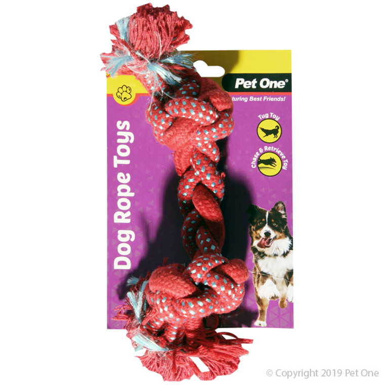 Pet One Dog Toy - Braided Rope With Knots Red/Blue 20cm
