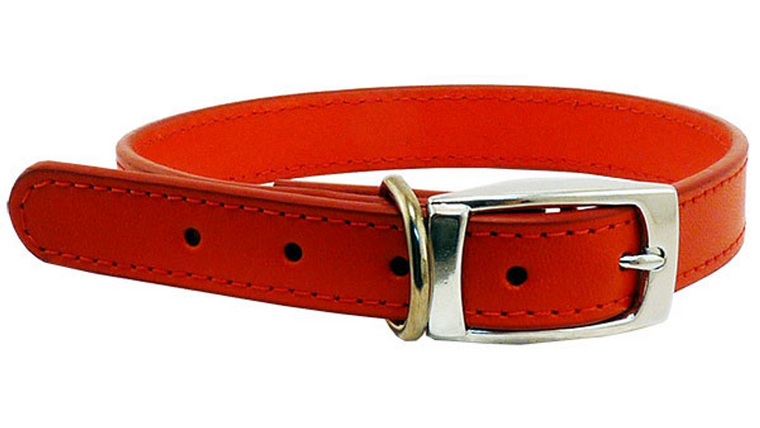 Leather Stitched 32mm Collar - Red 75cm