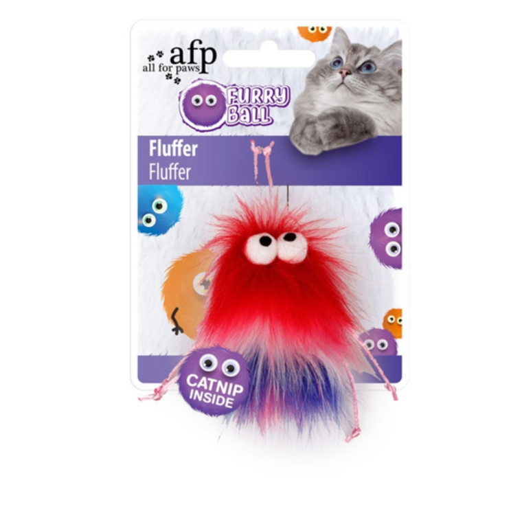 Afp Furry Ball Cat Fluffer - Red