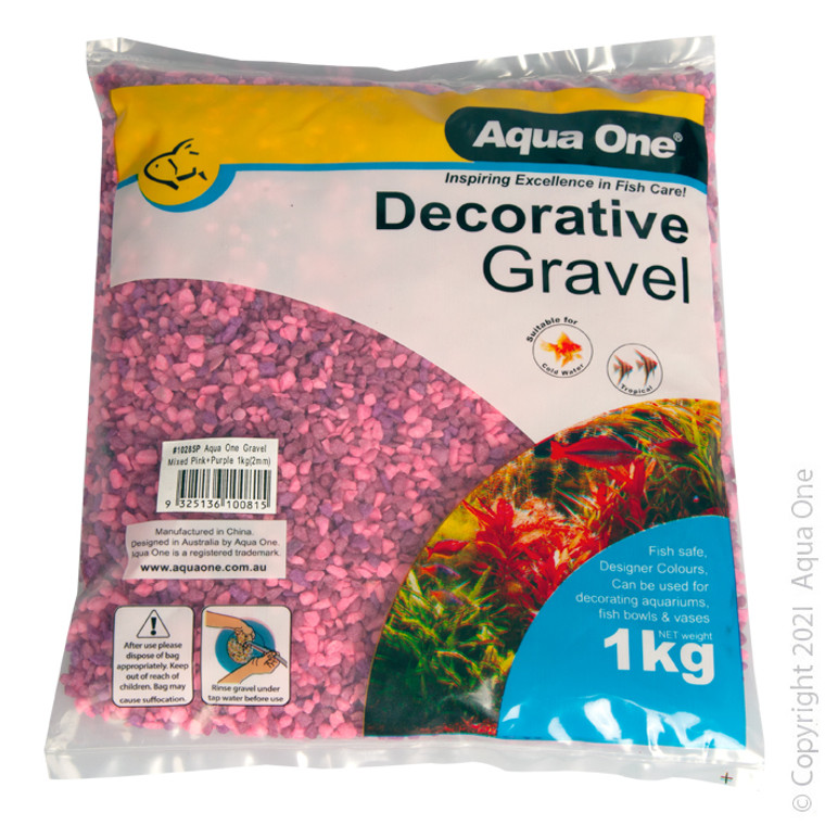 Aqua One Gravel - Mixed Pink + Purple 1kg (2mm)