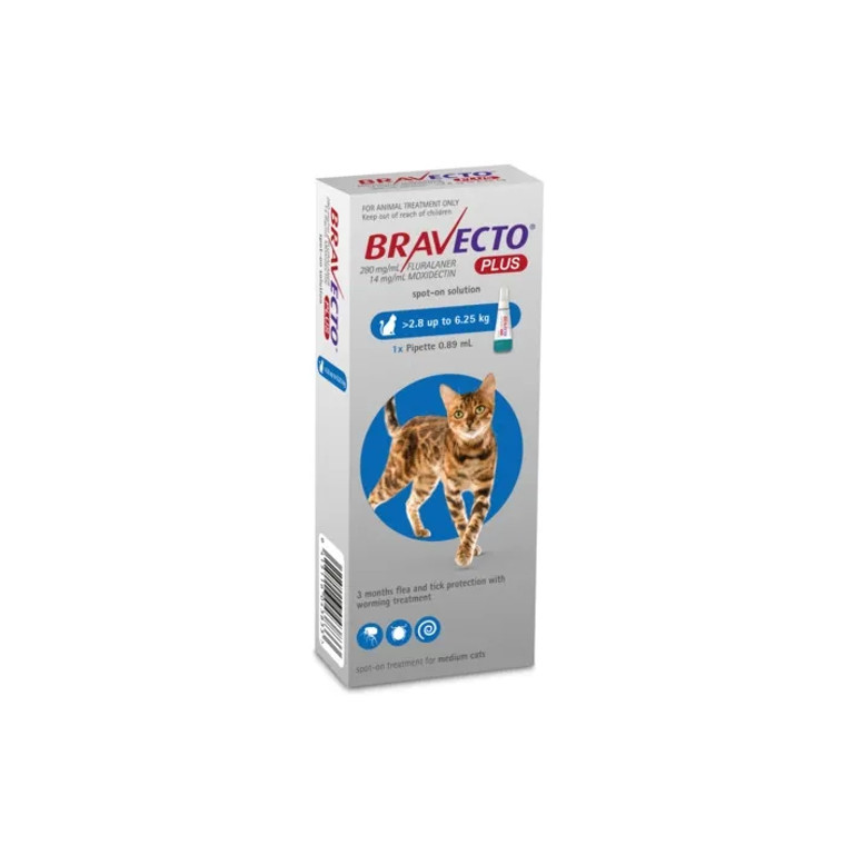 Bravecto Plus Spot On Cat Medium 2.8 - 6.25KG