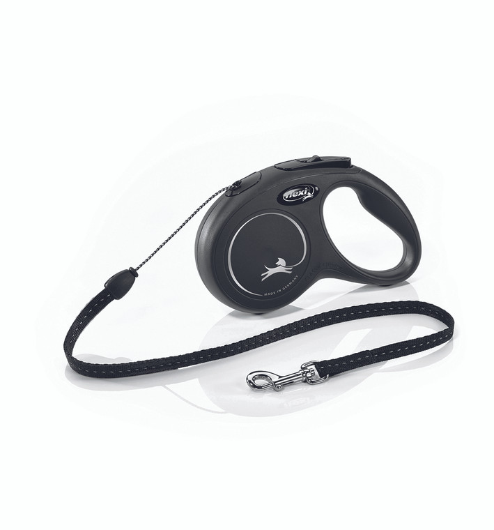 Flexi New Classic Cord 5m Black Retractable Leash - S