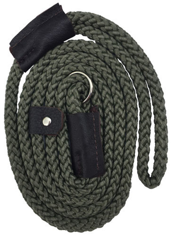 Olive Green Country Classic Deluxe - 1.5m - Slip Lead with  Leather Fittings
