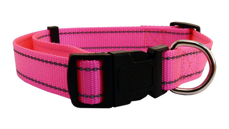 Nylon Collar Reflect Thread - Pink 20mm X 35-50cm