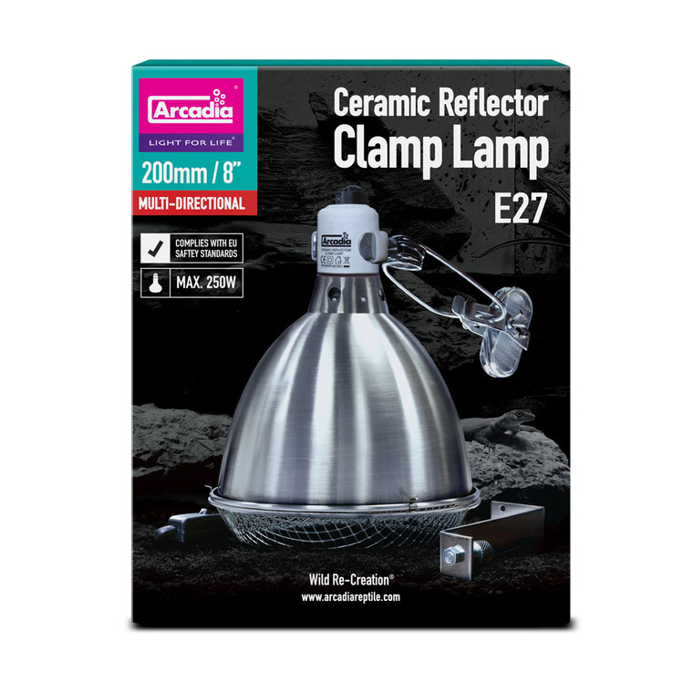 Arcadia Ceramic Reflector Clamp Lamp  200mm SILVER