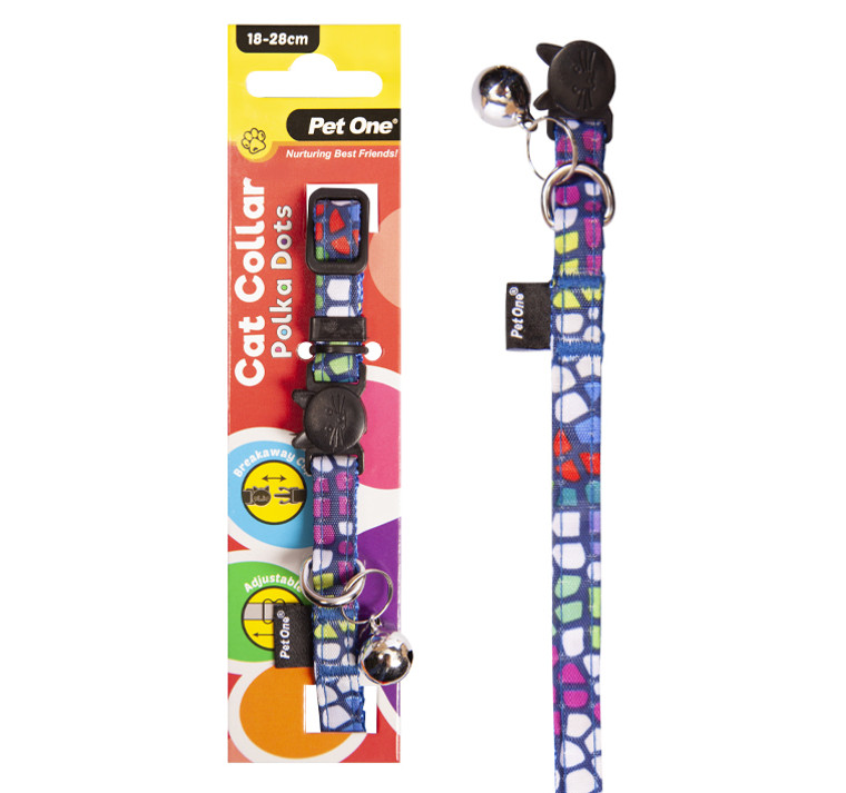 Pet One Cat Collar 18-28cm Polka Dots