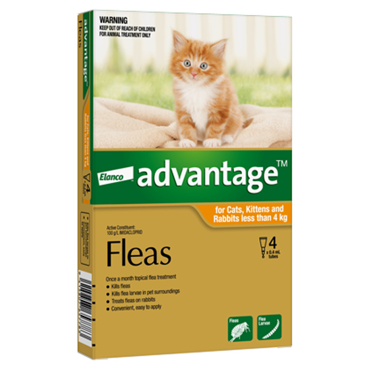 Advantage For Small Cats & Kittens up to 4kg - 4pk Advantage For Small Cats & Kittens up to 4kg - 4pk
