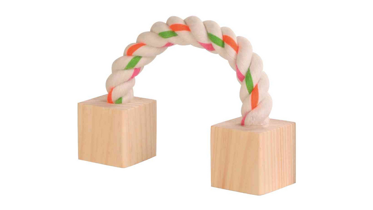 Trixie Playing rope with wooden blocks 20cm