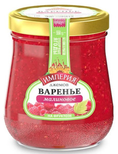 Raspberry jam sugar free (fructose), Imperiya Djemov, 550 g