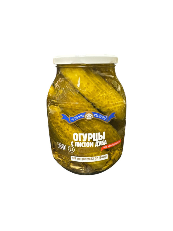 Тещины Рецепты  Cucumbers  With Oak Leaves (840g)