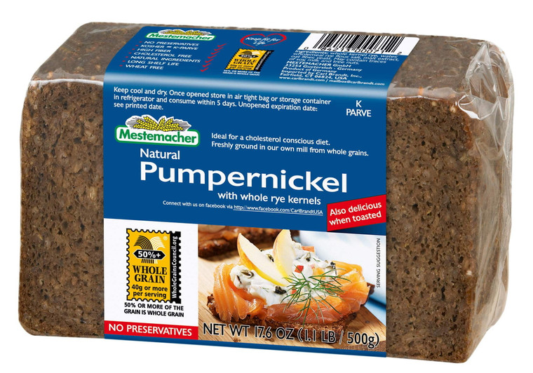 Mestemacher Natural Pumpernickel With Whole Rye Kernels, 500g