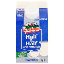 Half &Half by Rosenberger`s Dairies, 1 Pint