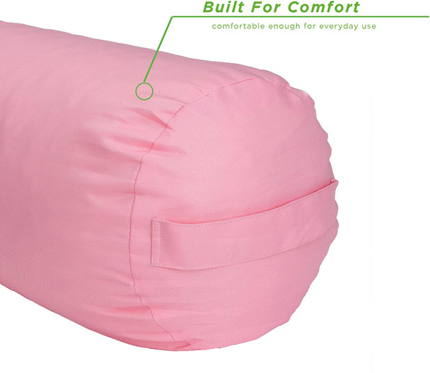 OGCYL-PNK Bolster/Cushion Restorative, Yin Prop, Meditation Yoga Pillow, Cotton, Machine Washable Cover, 4 Colors, Pink Cylinder