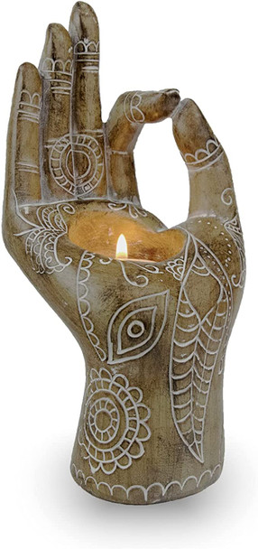 Buddha Candle Holder Mudra Hand Decor Statues Home Office Collectible Figurines