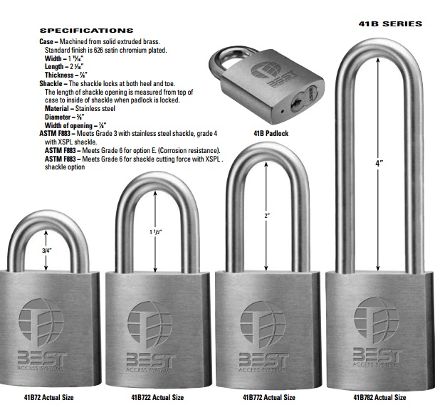 BEST 41B Series Padlock, 3/8 Diameter Shackle - Cargo Protectors, Inc.