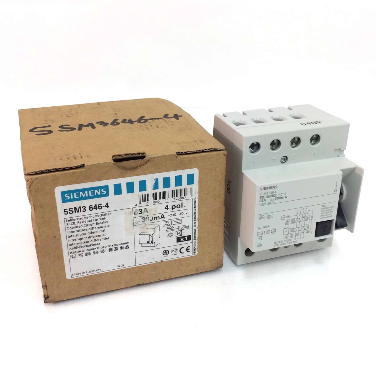 Siquence RCCB 5SM3-646-4 Siemens 63A 300mA 5SM3646-4 - Axxa