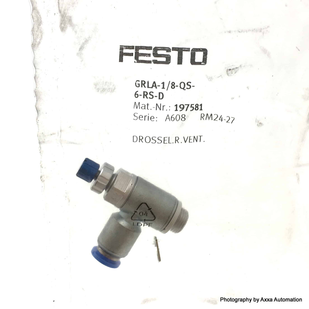 Festo Valvola Di Ritegno A Farfalla GRLA 1/8 QS 6 RS D Flusso Control 197581 - Foto 3