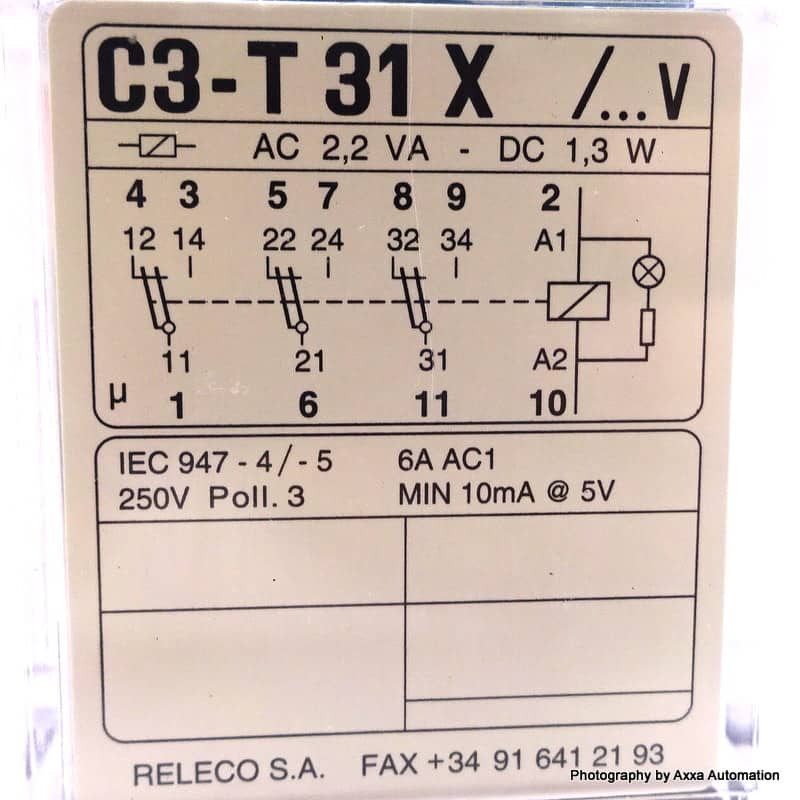 Relay Plug In C3-T31X Releco 115VAC MR-C C3T31X *New* - Axxa - Motor ...