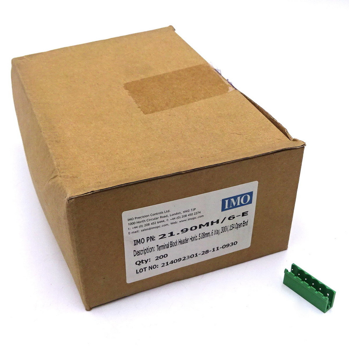 Terminal Block 21.90MH/6-E IMO 5.08mm 6 Way 300V 15A *Pack of 50 ...
