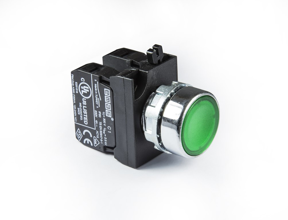 Push Button With Adapter 2NO Green With Nut CM101DY EMAS - Axxa - Motor ...
