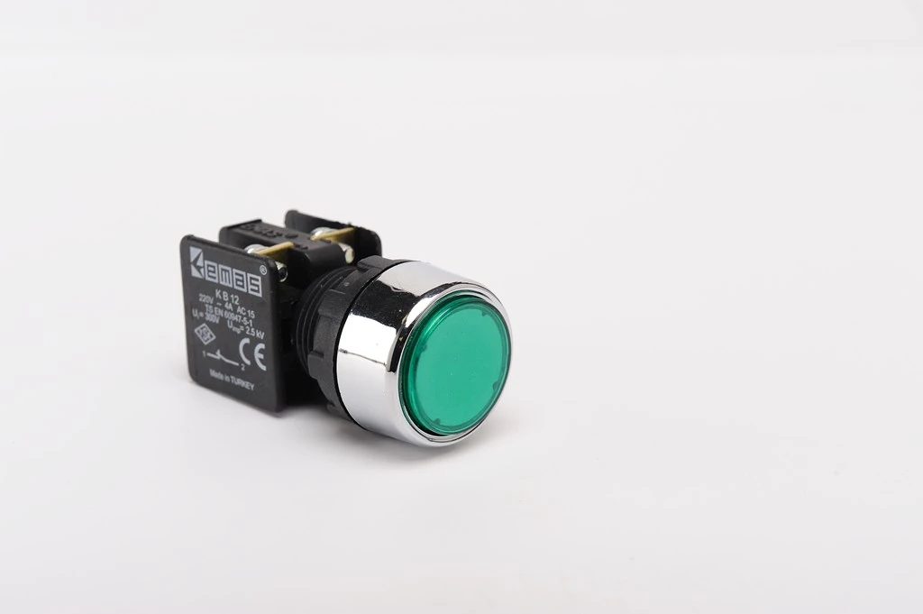 Push Button 22m Flush Push Button 22M Stop (1NC) Green KB12DY EMAS - Axxa - Motor ...