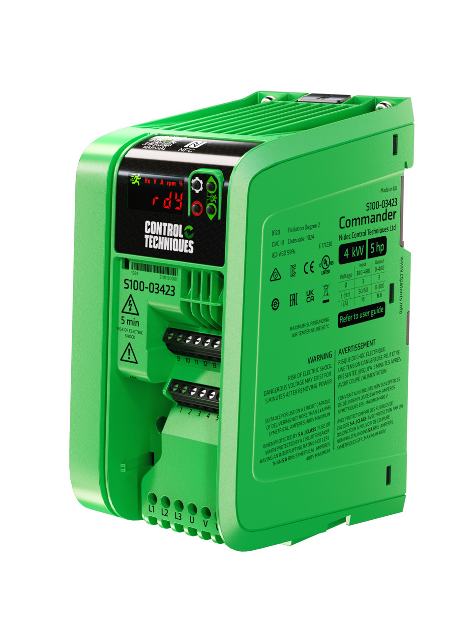 Commander Drive S100-03423-0A0000 Nidec - Control Techniques 3ph-3ph ...