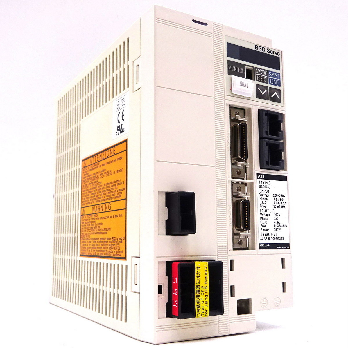 Servo Drive BSD0750 ABB 230VAC 4.8A 750W *Used* - Axxa - Motor Control ...