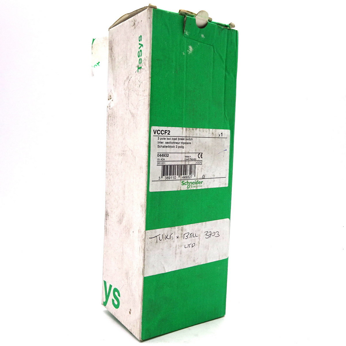 3 Pole Isolator Switch VCCF2 Schneider 11kW 40A 044932 - Axxa - Motor ...