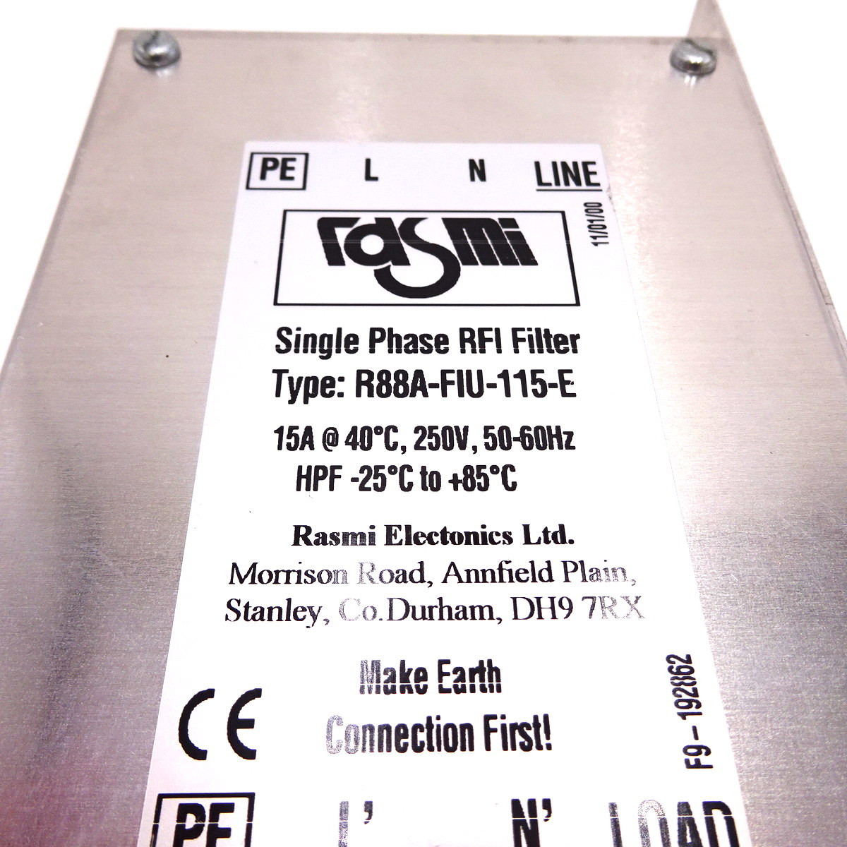 RFI Filter R88A-FIU-115-E Rasmi Electronics 1PH 250VAC 50/60Hz 15A ...