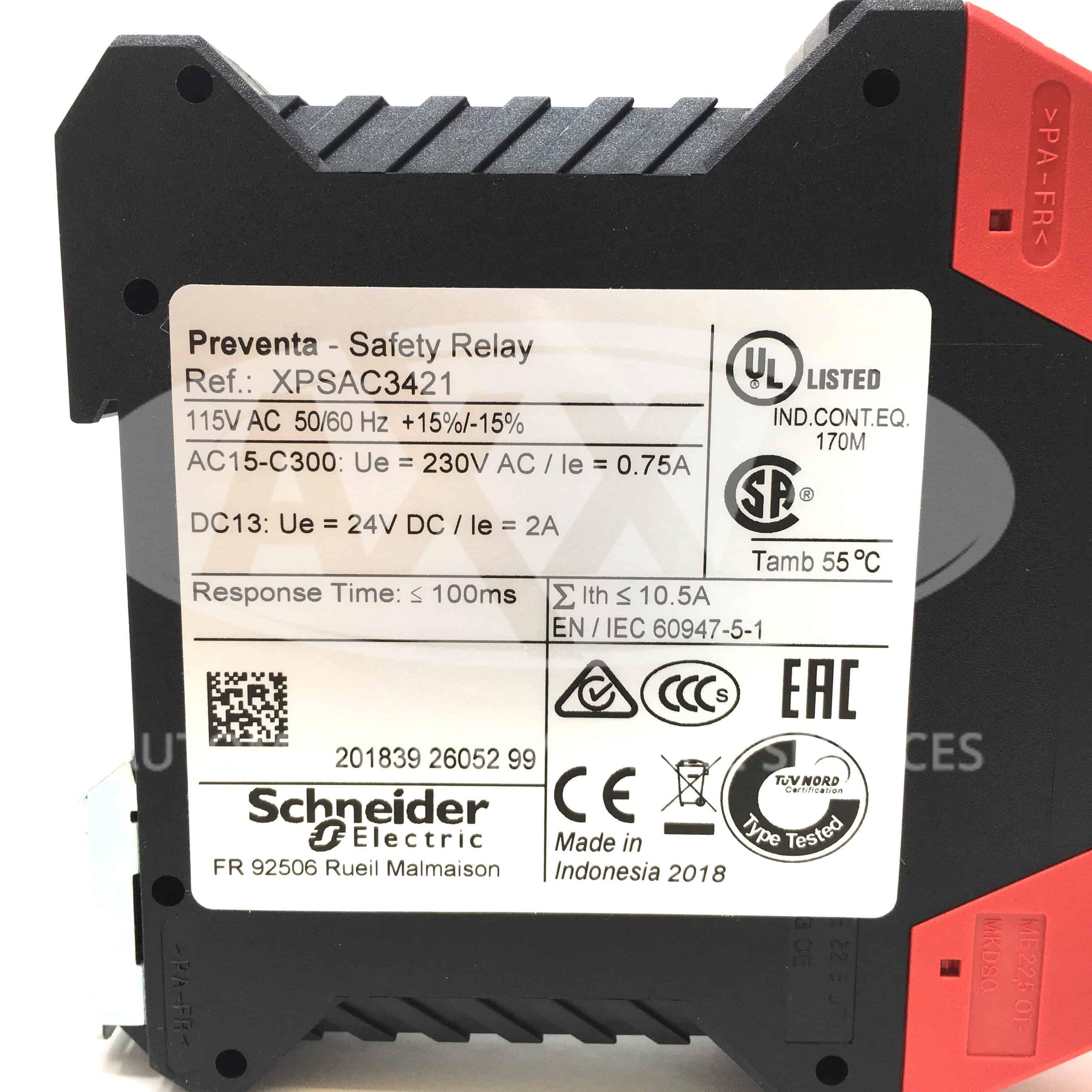 Safety Relay XPSAC3421 Schneider 115VAC 027404 XPSAC3421 Axxa