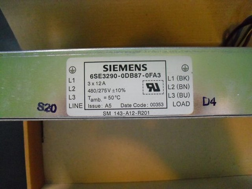 RFI filter 6SE3290-0DB87-0FA3 Siemens 6SE32900DB870FA3