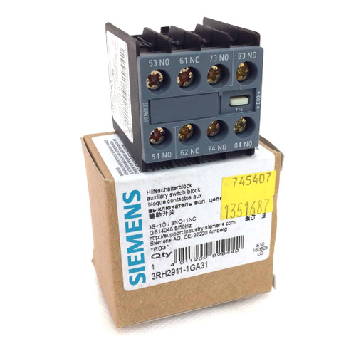 Auxilary Contact Block 3RH2911-1GA31 Siemens 3NO/1NC 3RH29111GA31