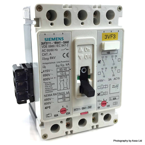 MCCB Circuit Breaker 3VF3111-1BN41-2HB2 Siemens 63A 3VF31111BN412HB2