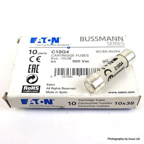Pack of 10 fuses C10G4 Eaton 4A 500VAC C-10-G4