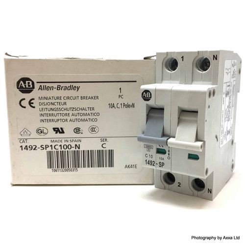 MCB 1492-SP1C100-N Allen-Bradley 1P+N 10A C-Curve 1492SP1C100N