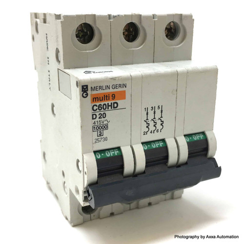 3P Circuit Breaker 25730 Merlin Gerin D-Curve 20A C60HD320 *New*