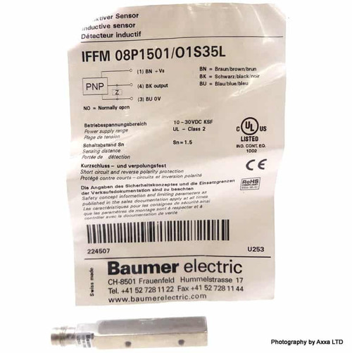 Inductive Sensor IFFM-08P1501/01S35L Baumer 1.5mm 10-30VDC IFFM08P1501/01S35L