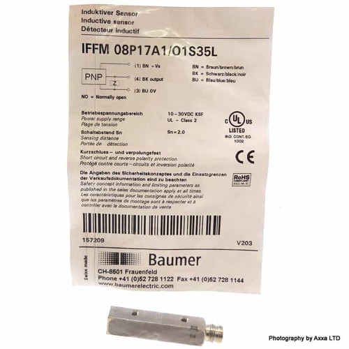 Inductive Sensor IFFM-08P17A1/O1S35L Baumer 2.0mm 10-30VDC IFFM08P17A1/O1S35L