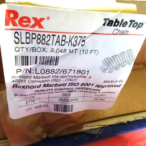 Table Top Chain L0882/671801 Rexnord 3.048MT 10FT