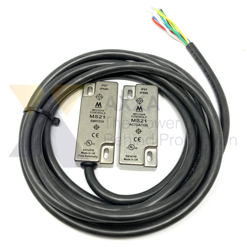 Mechan Controls - MS21-SS-11-AC-03M, Magnetic Safety Switch and Actuator, 1NO/1NC, 230VAC, Stainless Steel 316, 3m pre-wired Cable