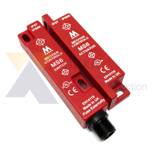 Mechan Controls - MS6-20-DC-QD, Quick Disconnect Magnetic Safety Switch and Actuator, 2NO, DC, Plastic, 4-PIN M12 No Cable