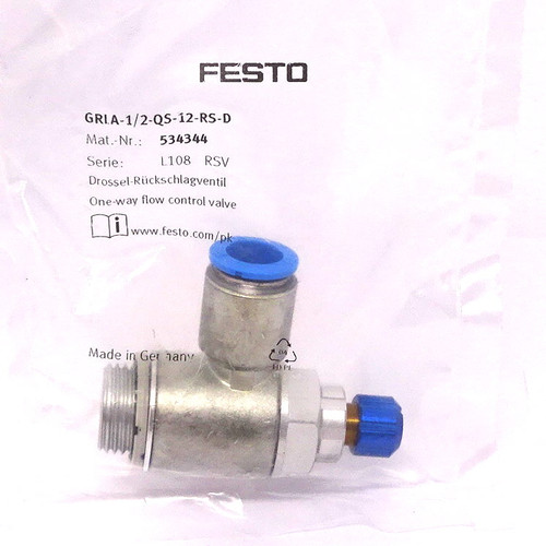 Flow Control Valve GRLA-1/2-QS-12-RS-D Festo One-way