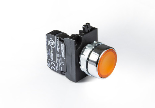 CM FLUSH PUSH BUTTON 1NO YELLOW WITH NUT