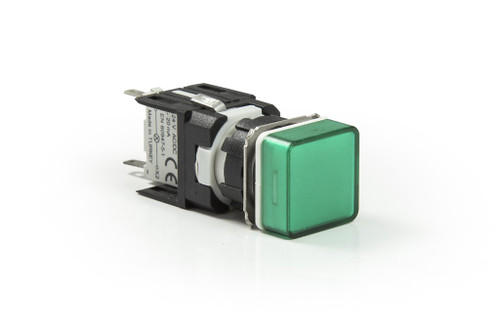 D SERIES 16MM SQUARE LED 24V GREEN SIGNAL LAMP