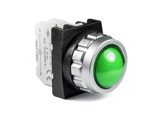 H SERIES SIGNAL LAMP W GREEN LED 12-30V AC/DC