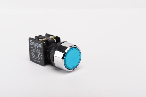 Flush Push Button Double Circuit Blue 22mm Ip40