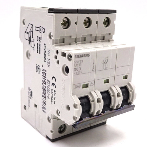 Circuit Breaker 5SY6363-8 Siemens 3Pole 63A D Curve