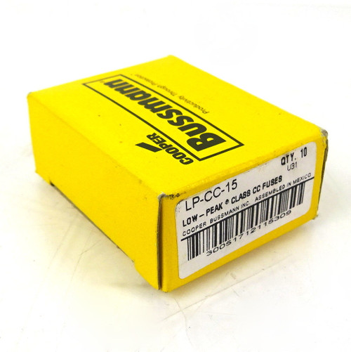 Cartridge Fuses LP-CC-15 Bussmann 15A 600V 38mm Class CC *Pack of 10*