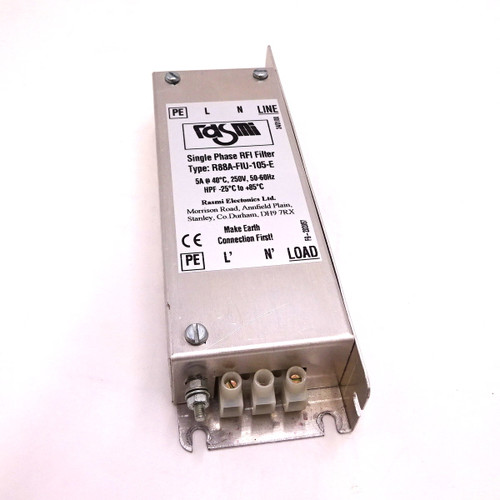 RFI Filter R88A-FIU-105-E Rasmi Electronics 1PH 250VAC 50/60Hz 5A R88AFIU105E *Used*