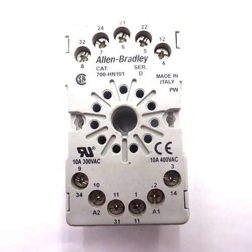 Plug-In Relay Socket 700-HN101 Allen-Bradley 11-Pin Din Rail Series D *Used*